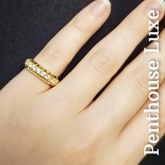 FINAL RESTOCK!! Brilliant Cut Yellow Gold Spine Prong Ring - Picture 5 of 6